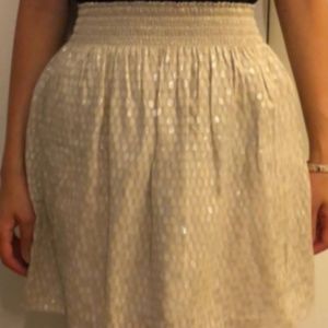 Club Monaco Cream and Silver Silk Mini Skirt